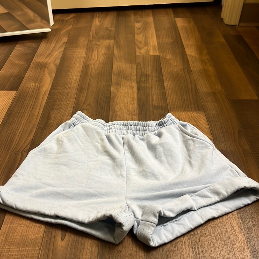 Baby blue sweatpant shorts